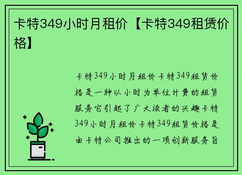 卡特349小时月租价【卡特349租赁价格】